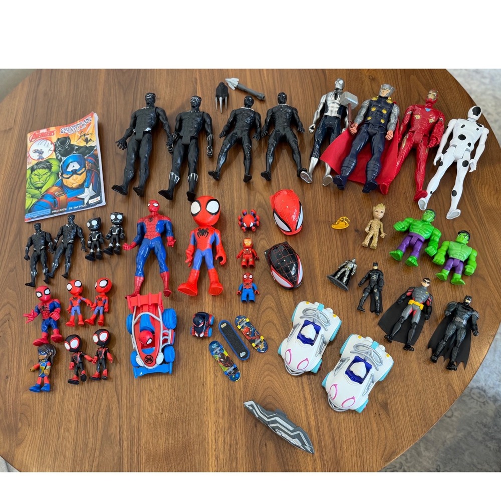 Marvel DC Superhero Action Figure Lot Spider-Man Black Panther Batman Hulk 30pc